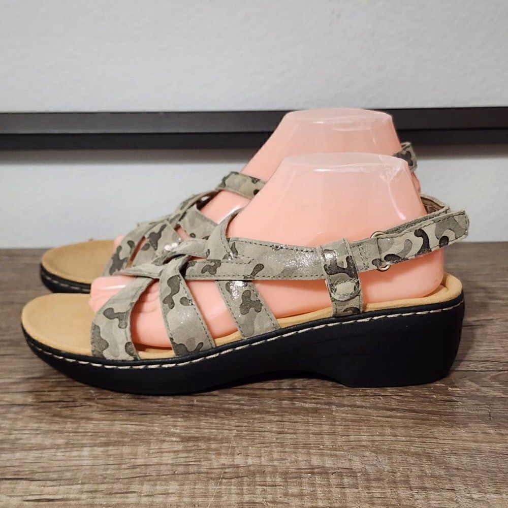 Clarks Camouflage Sandals with Black Sole